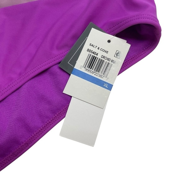 Salt + Cove Contrast-Trim Triangle Bikini Top & Contrast Bikini Bottoms XL New - Picture 7 of 9